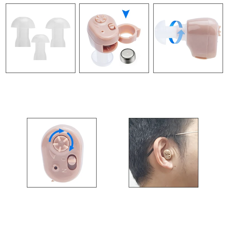 Miniaudífonos ITE para sordera audífono ajustable para la audición de 